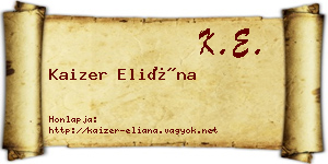 Kaizer Eliána névjegykártya